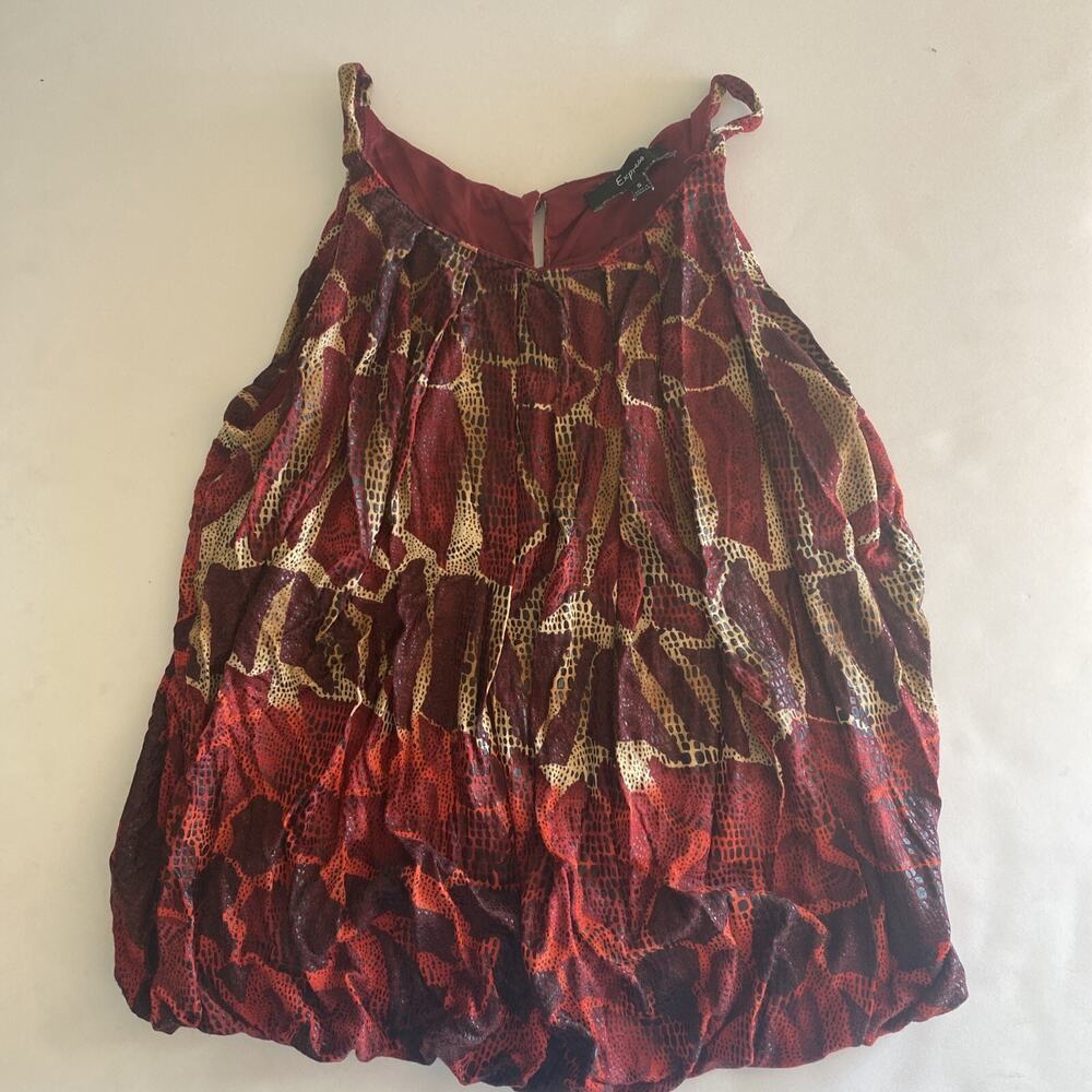 Express Blouse Small Red Printed Spaghetti Strap Crop Womens Sleeveless Tank